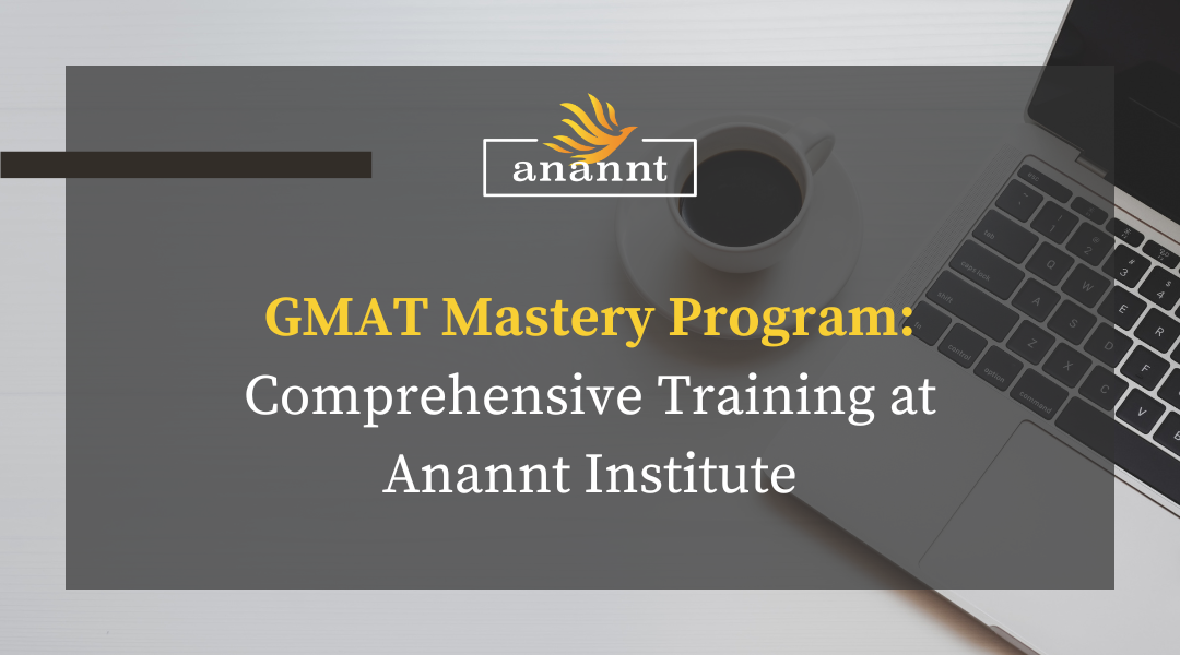 Enhance your GMAT strategy with Anannt Institute's targeted training program, depicted with a laptop and a fresh cup of coffee.